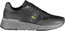 Blauer Zwarte Polyester Sneaker met Contrastdetails