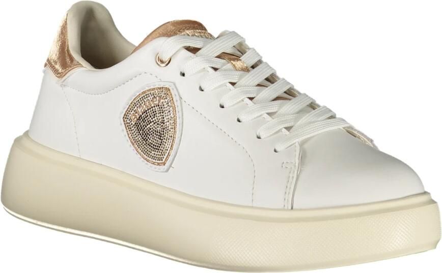 Blauer Witte Leren Dames Sneaker met Bronzen Accenten - Foto 4