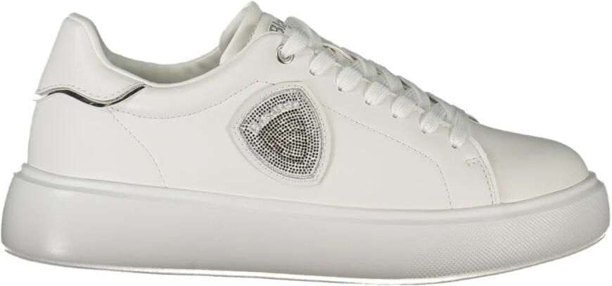 Blauer Witte Leren Dames Sneaker met Rhinestone Accents - Foto 3