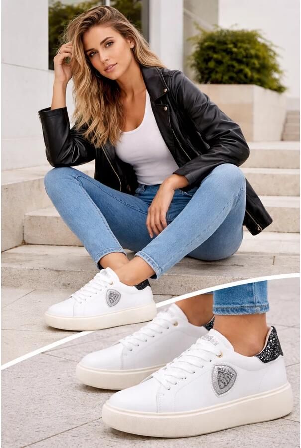 Blauer Witte en zwarte damessneakers F4Venus01 Gli White Dames - Foto 5