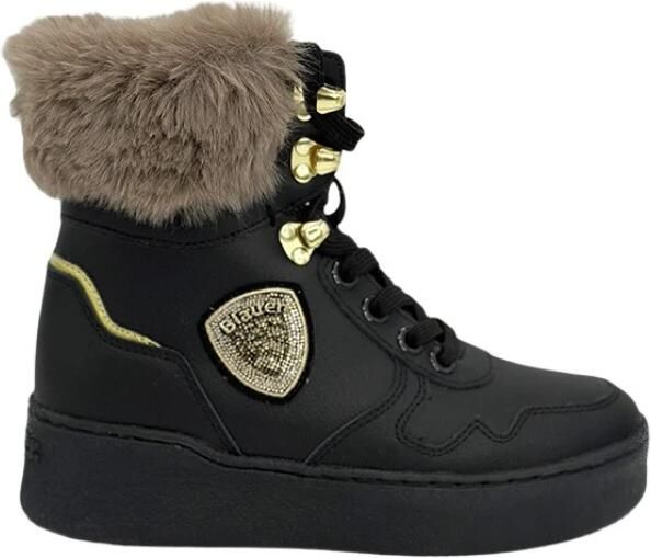 Blauer Zwarte Sneakers met Schapenvacht Detail Black Dames - Foto 4