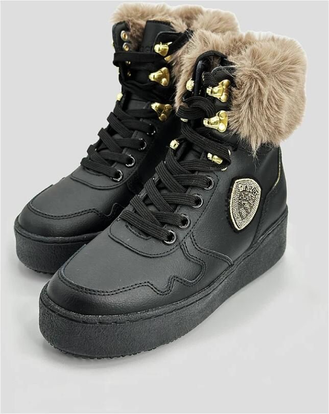 Blauer Zwarte Sneakers met Schapenvacht Detail Black Dames - Foto 2