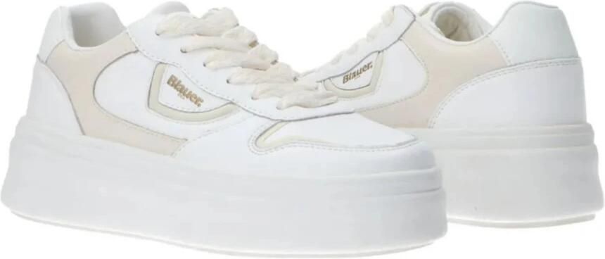 Blauer Witte lage sneakers - Foto 4