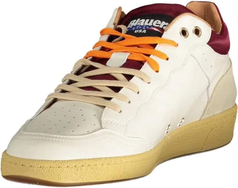 Blauer Witte Sneakers met Contrastaccenten