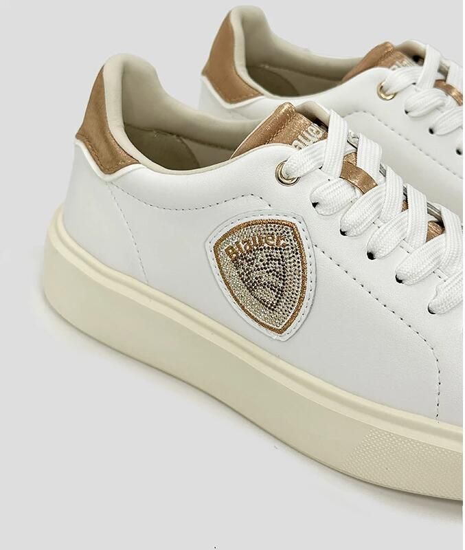 Blauer Witte Venus Sneakers met Strass Detail