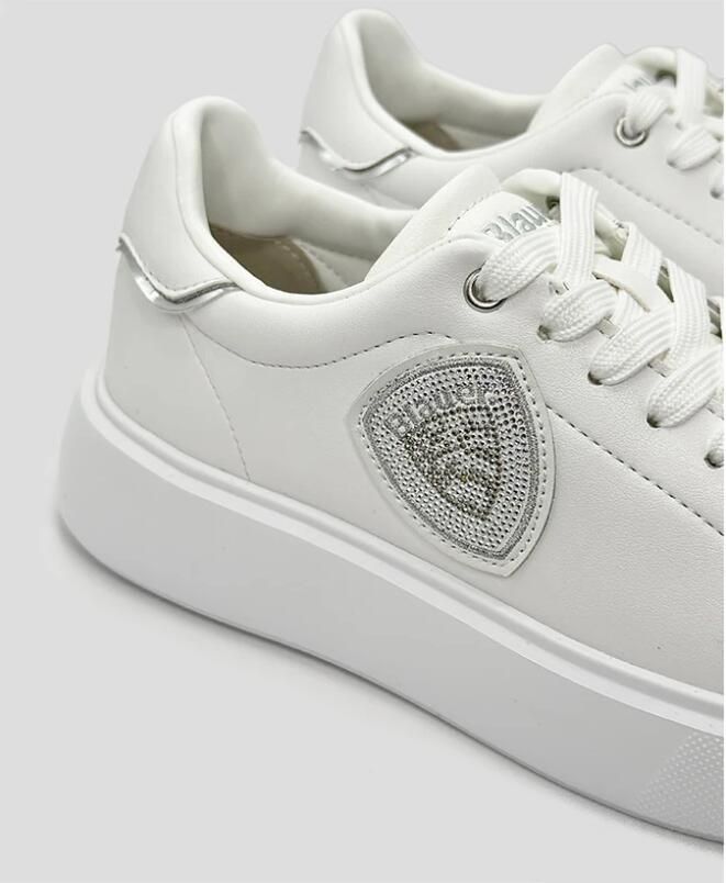 Blauer Witte Venus Sneakers met Strass Logo