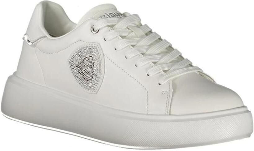 Blauer Witte Leren Dames Sneaker met Rhinestone Accents - Foto 2
