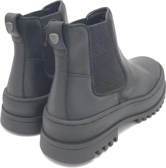 Blauer Zwarte leren Chelsea laarzen