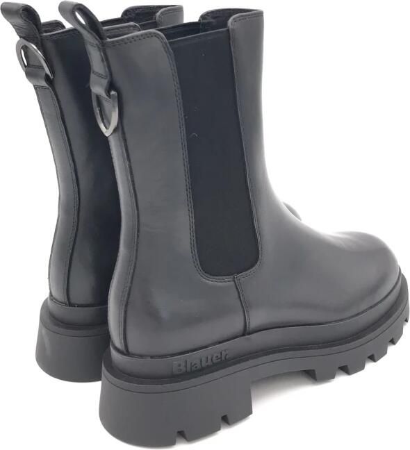 Blauer Zwarte Leren Chelsea Laarzen