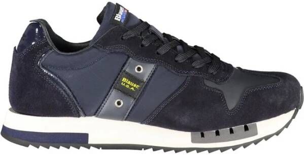 Blauer Heren Blauw Navy Suede Tessuto Queens Sneaker Blauw