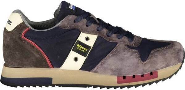 Blauer Blauwe Designer Sneakers met Contrasterende Accenten Multicolor Heren