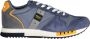 Blauer Blauwe Vetersneakers met Contrasterende Details Blue Heren - Thumbnail 4