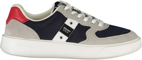 Blauer Blauwe Leren Heren Sneaker