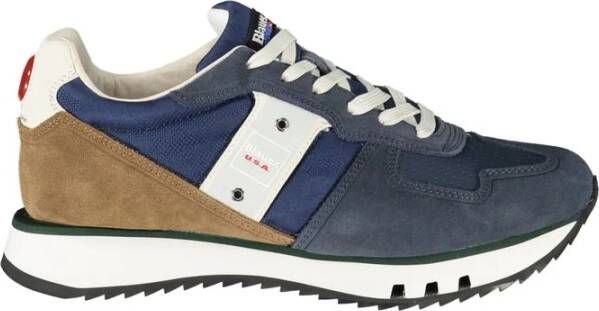 Blauer Blauwe Leren Heren Sneaker