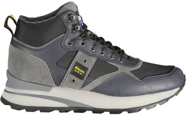 Blauer Blauwe Leren Heren Sneaker High-Top
