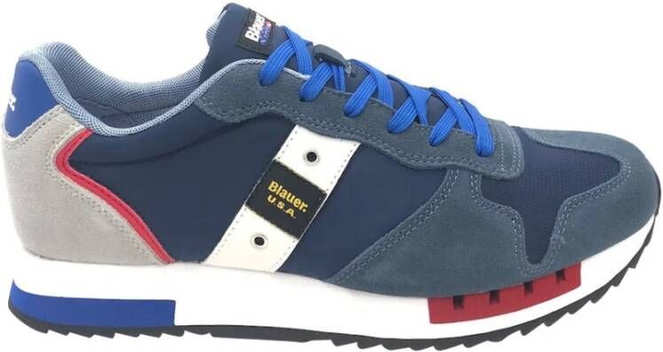 Blauer Blauwe Sneakers met Technische Inzetstukken Multicolor Heren