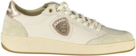 Blauer Bronzen Accent Leren Sneaker met Verwijderbare Binnenzool