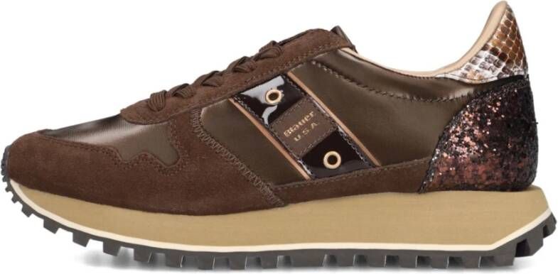 Blauer Bruine Suède Dames Sneakers Millen03