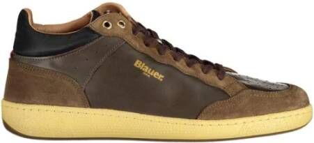 Blauer Bruin Leren Heren Sneaker