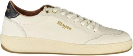 Blauer Contrasterende Leren Sneakers met Verwijderbare Binnenzool