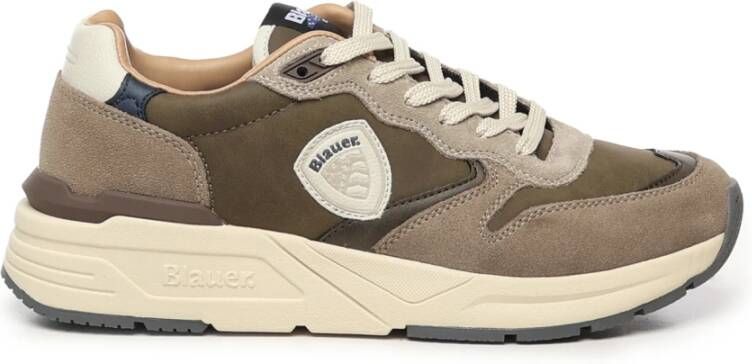 Blauer Contrastmateriaal Sneakers Bruin Beige