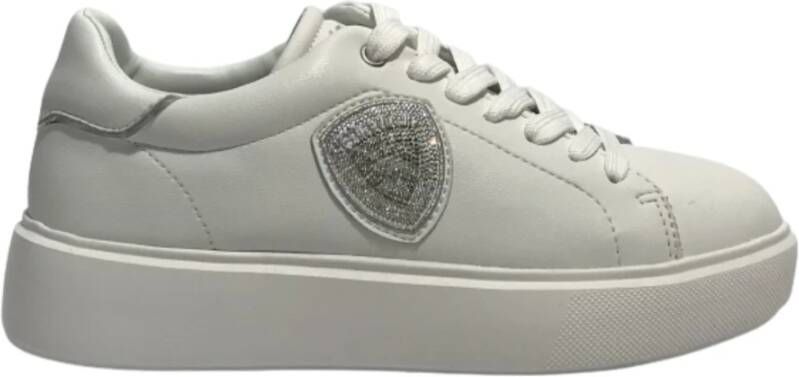 Blauer Dames Venus Leren Sneaker Wit Dames