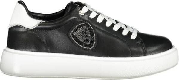 Blauer Glinsterende Leren Sneaker met Verwijderbare Binnenzool