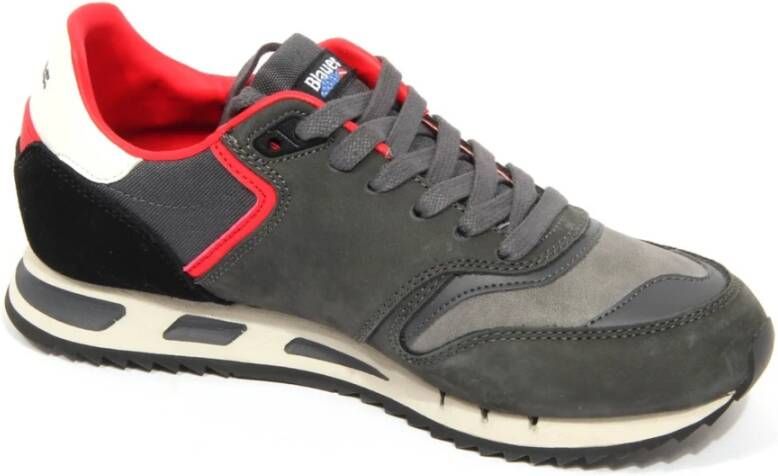 Blauer Grijze Leren Stoffen Schoenen