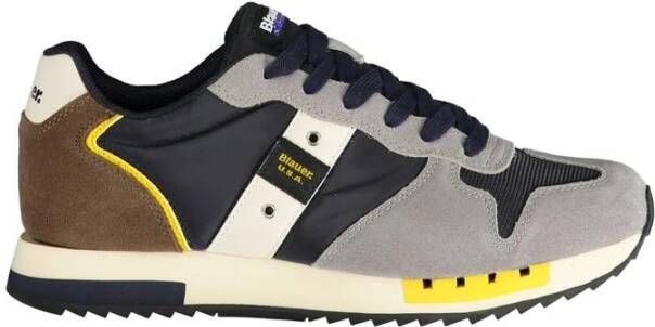 Blauer Grijze Polyester Sneaker met Contrastdetails