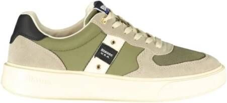Blauer Groene Leren Casual Sneakers