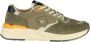 Blauer Groene Polyester Heren Sneaker - Thumbnail 1
