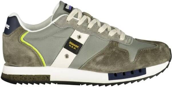 Blauer Groene Polyester Sneaker met Contrasterende Details