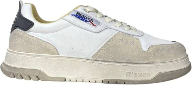 Blauer Heren Sneaker Harper van leer wit zwart White Heren