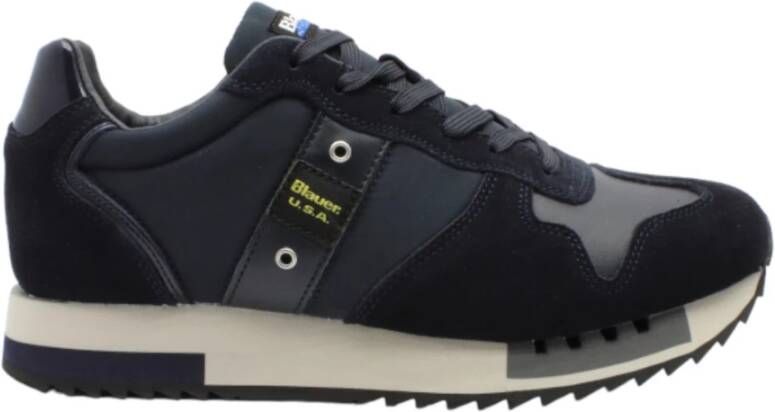 Blauer Heren Blauw Navy Suede Tessuto Queens Sneaker Blauw Heren