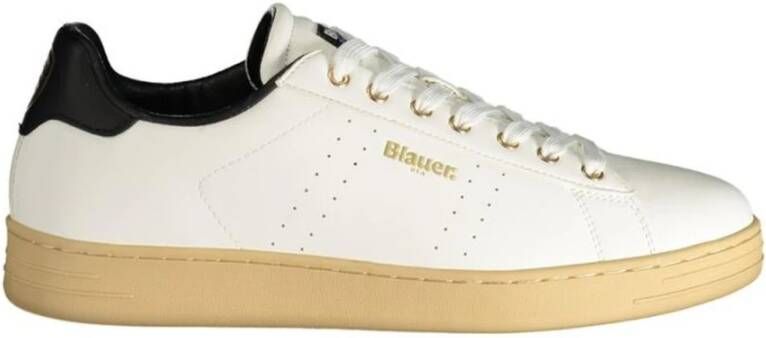 Blauer Witte Polyester Sneakers met Sportieve Details White Heren - Foto 2