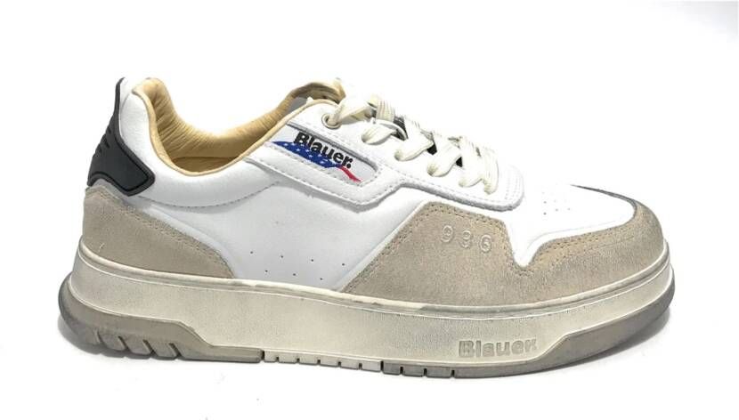 Blauer Heren Sneaker Harper van leer wit zwart White Heren