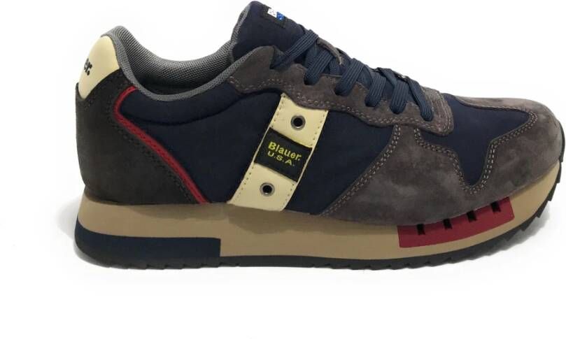 Blauer Heren Suede Sneaker Queens in Donkerbruin Navyblauw Bruin Heren