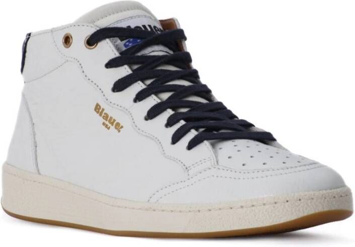 Blauer Hoge sneakers met tekstprint White Heren