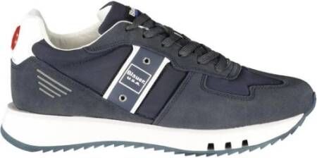 Blauer Iconische leren sneaker met contrasterende details