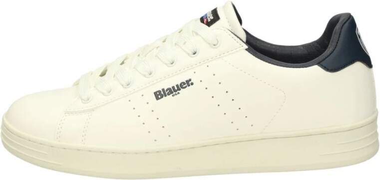 Blauer Witte Polyester Sneakers met Sportieve Details White Heren - Foto 2