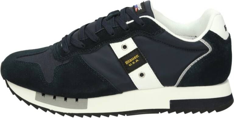 Blauer Lage sneakers van suède en stof