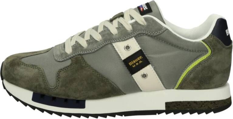 Blauer Lage sneakers van suède en stof