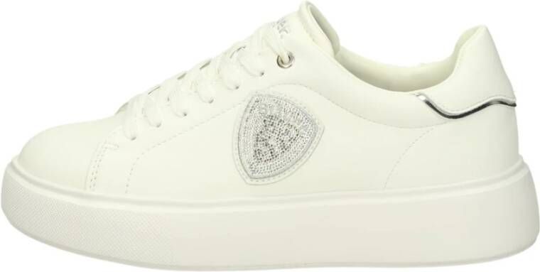 Blauer Witte Polyester Sneaker met Sportieve Details White Dames - Foto 4