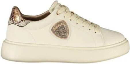 Blauer Leren Lage Sneakers