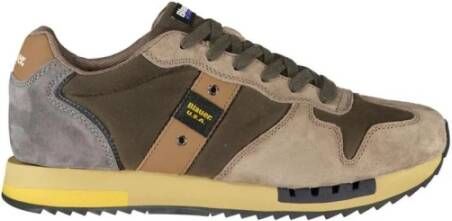 Blauer Leren Low-Top Sneakers met Gewatteerde Binnenzool