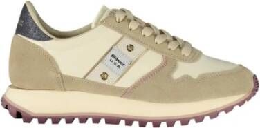 Blauer Leren Minimalistische Sneaker