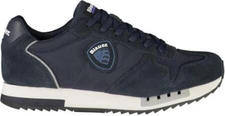 Blauer Leren Sneaker met Veters