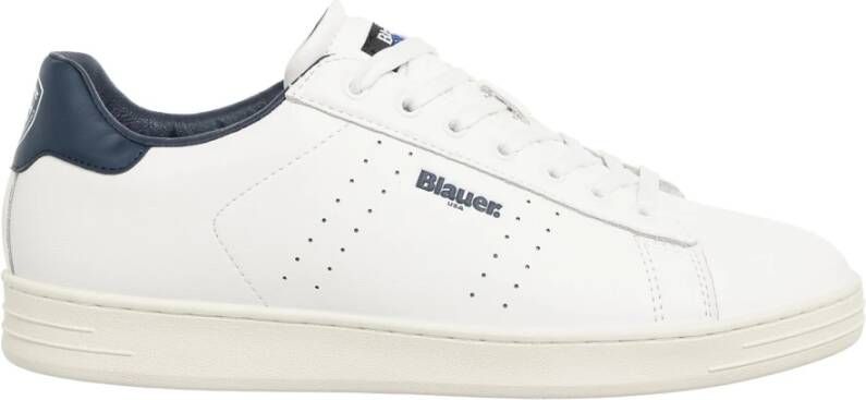 Blauer Leren Vetersluiting Heren Sneakers