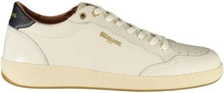 Blauer Luxe Leren Sneaker met Blauwe Accenten
