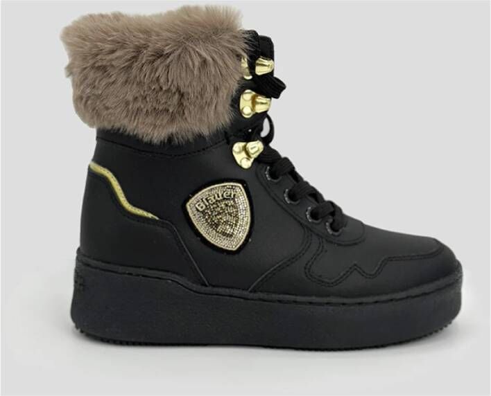 Blauer Zwarte Sneakers met Schapenvacht Detail Black Dames - Foto 5